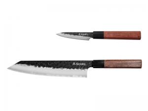 Coffret 2 couteaux Sayuto manche Sequoia lame 9 & 21cm